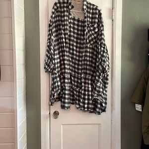 Black and White Plaid Shirt Dress